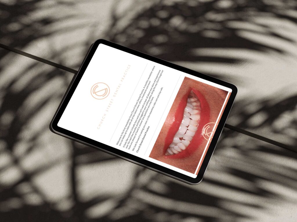 The Church Street Dental Practice Newsletter displaying on an iPad.